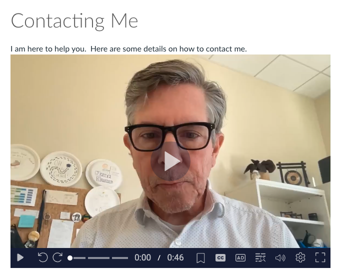 Screenshot showing the ScreenPal video embedded on the Canvas page.