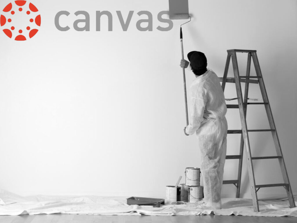man painting a wall with canvas logo