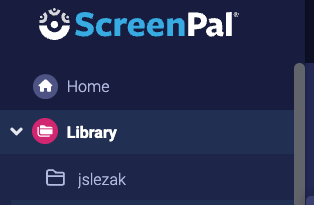 Screenshot of ScreenPal menu highlighting "Library" link