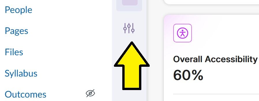 screenshot of configuration menu icon with an arrow pointing to it